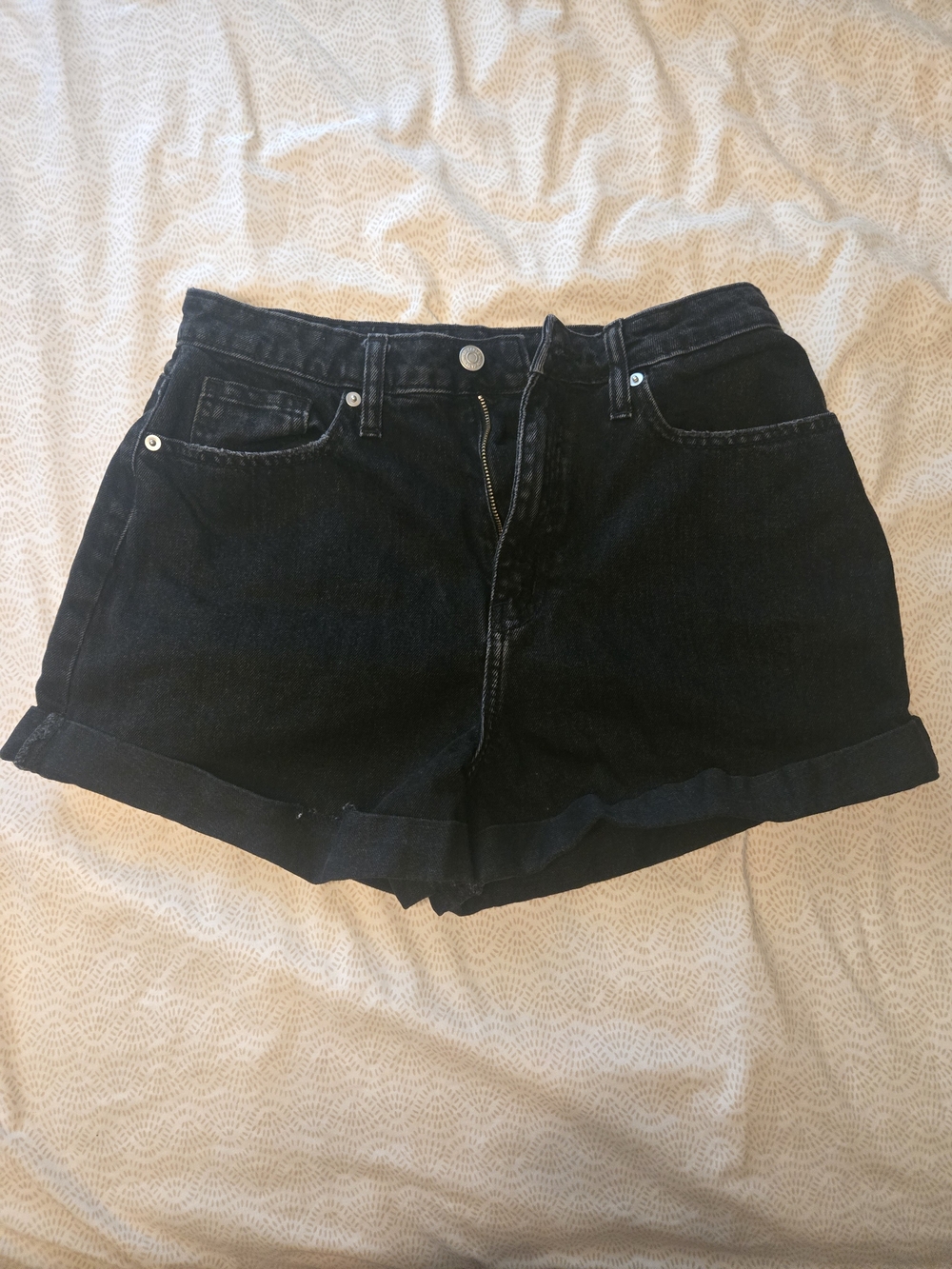 wild fable Black Cuffed High-Rise Denim Shorts